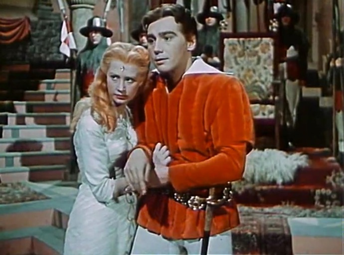 Josef Zíma jako princ Radovan a Marie Kyselková jako princezna Lada v pohádce Princezna se zlatou hvězdou.