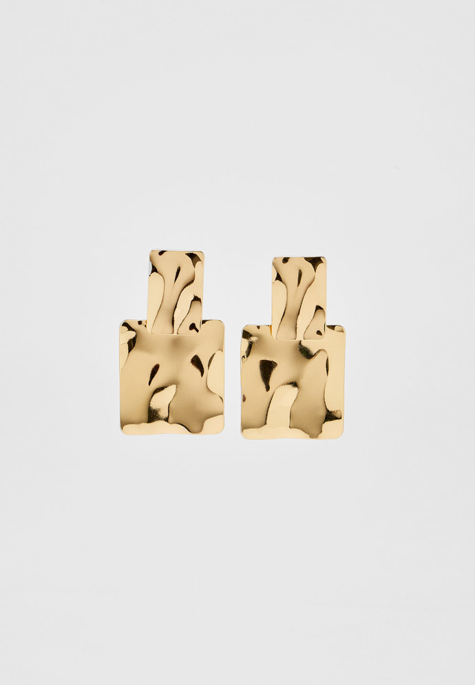 Čtvercové náušnice se strukturou, Stradivarius, 59 Kč