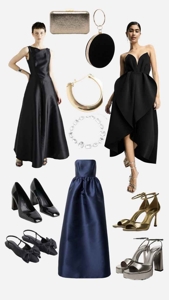 Šaty ve stylu společenská klasika. Styling s doplňky připravila Nikola Marková.