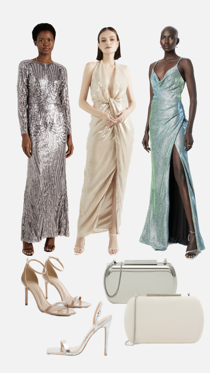 Flitrované šaty na ples. Styling s doplňky připravila Nikola Marková.