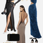 Elegantní šaty s průstřihy či holými zády na ples. Styling s doplňky připravila Nikola Marková.