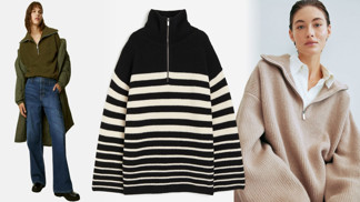 Módní trik, jak v zimě trendy vrstvit. Svetr se zipem u krku umí zahřát i odhalit to, co ukázat chcete