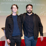 Vojtěch Hrabák s kolegou Ondřejem Kokorským ze seriálu Dobré ráno, Brno! na tiskové konferenci České televize.