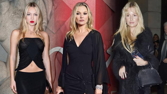 Kate Moss, její dcera Lila Grace a její mladší sestra Lottie Moss.