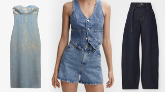 Známe nejdůležitější džínové kousky jara 2024: Pořiďte si barrel jeans, korzetové šaty a vestičku na holé tělo