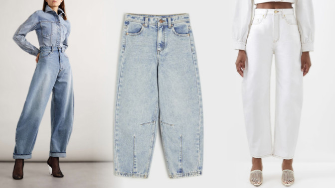 Kontroverzní a trendy barrel jeans: Sází na nepřehlédnutelně oblé linie a jednoduchost