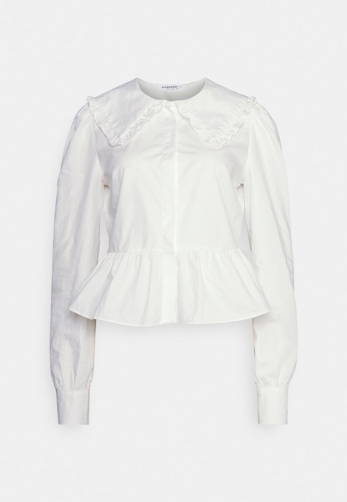 Vintage halenka s výrazným límcem a peplum volánem. (Glamorous, 599 Kč)