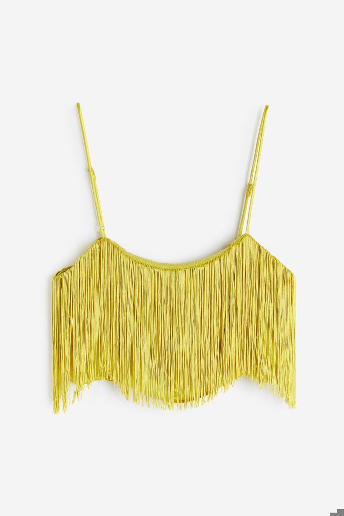 Crop top s jemnými třásněmi, H&M, 599 Kč