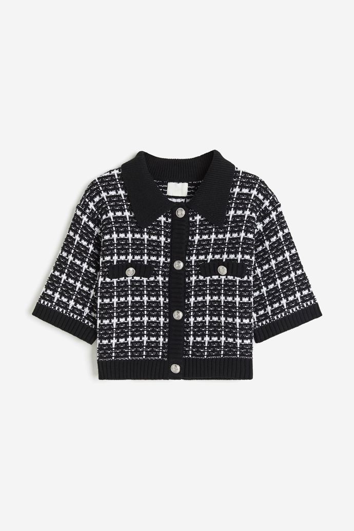 Kostkovaný kardigan s límečkem, H&M, 799 Kč