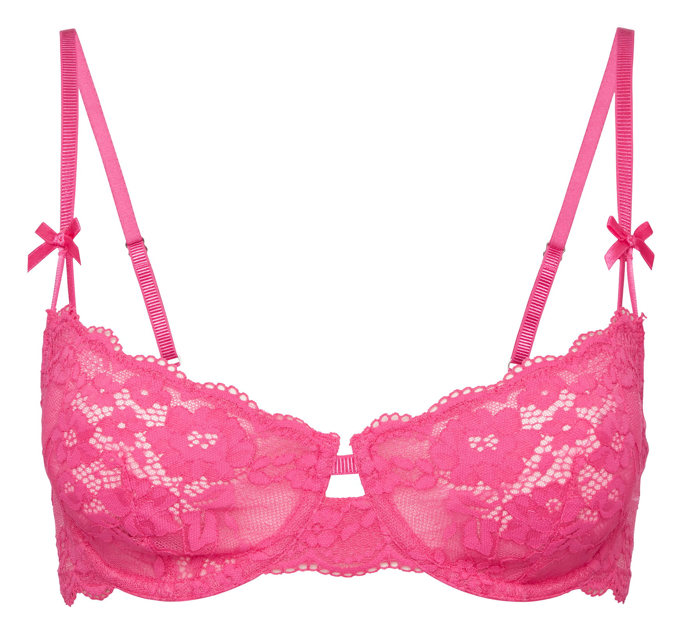 Růžová braletka z krajek, to je hotová esence ženskosti. (Lindex, 799 Kč)