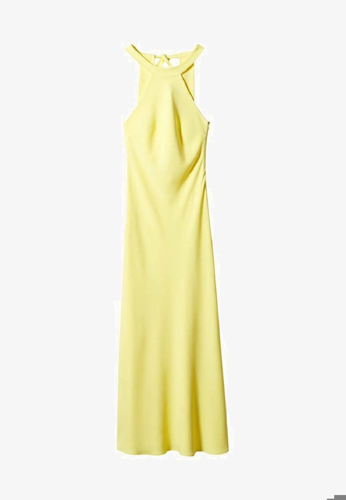 Vanilkový odstín šatů naopak připomínají tyto midi šaty s odhalenými rameny značky Mango za 1 199 Kč.