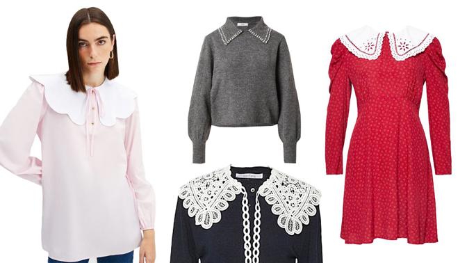 Výrazný límec je trendem sezóny 2024: Tradičně zdobí blůzy, trička a košile, nosí se i na šatech či svetřících