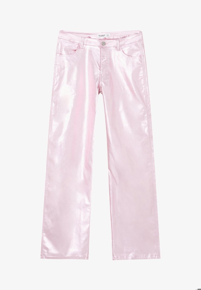 Růžové metalické džíny, Pull&Bear, 599 Kč