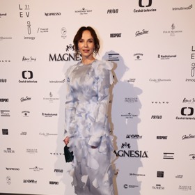 Jana Plodková si vybrala šaty renomované české návrhářky Zuzany Kubíčkové. Stříbřitou róbu doplnily páskové střevíčky v podobném metalickém tónu a černé psaníčko. O šperky se postaral klenotník Zdeněk Vacek.