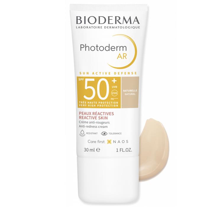 Hydratující velmi světlý tónovaný krém s velmi vysokou ochranou proti UV záření. Reguluje zaruduntí, sjednocuje a zklidňuje. (Photoderm AR, Bioderma,  599 Kč)