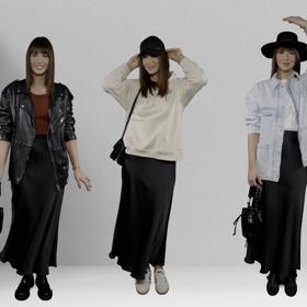 Volnočasovější outfity se saténovou sukní. 