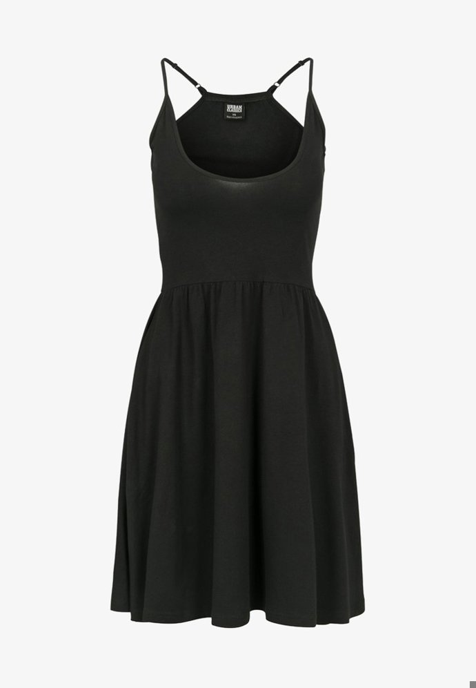 Jednoduché šaty na ramínka v punkovém duchu se také budou hodit. Skvěle se vrství a můžete je "vyšperkovat" dalšími doplňky. (Urban Classics, 600 Kč)