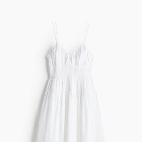 Popelínové bílé šaty na ramínka, H&M, 959 Kč