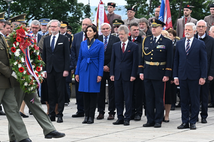 Prezident Petr Pavel, šéfka Sněmovny Markéta Pekarová Adamová, šéf Senátu Miloš Vystrčil a premiér Petr Fiala.