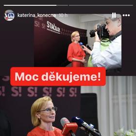 Kateřina Konečná ve volebním štábu.