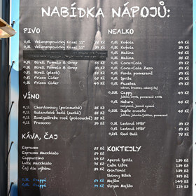 Ceník nápojů.