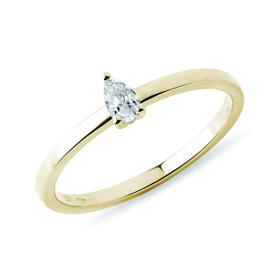 Zlatý prsten s diamantem v brusu kapky, Klenota, 19 900 Kč