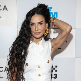 Jednašedesátiletá Demi Moore si letos dokonce svou záplavu tmavohnědých vlasů nechala prodloužit až do pasu.