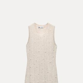 Háčkované šaty s perličkami, Zara, 849 Kč