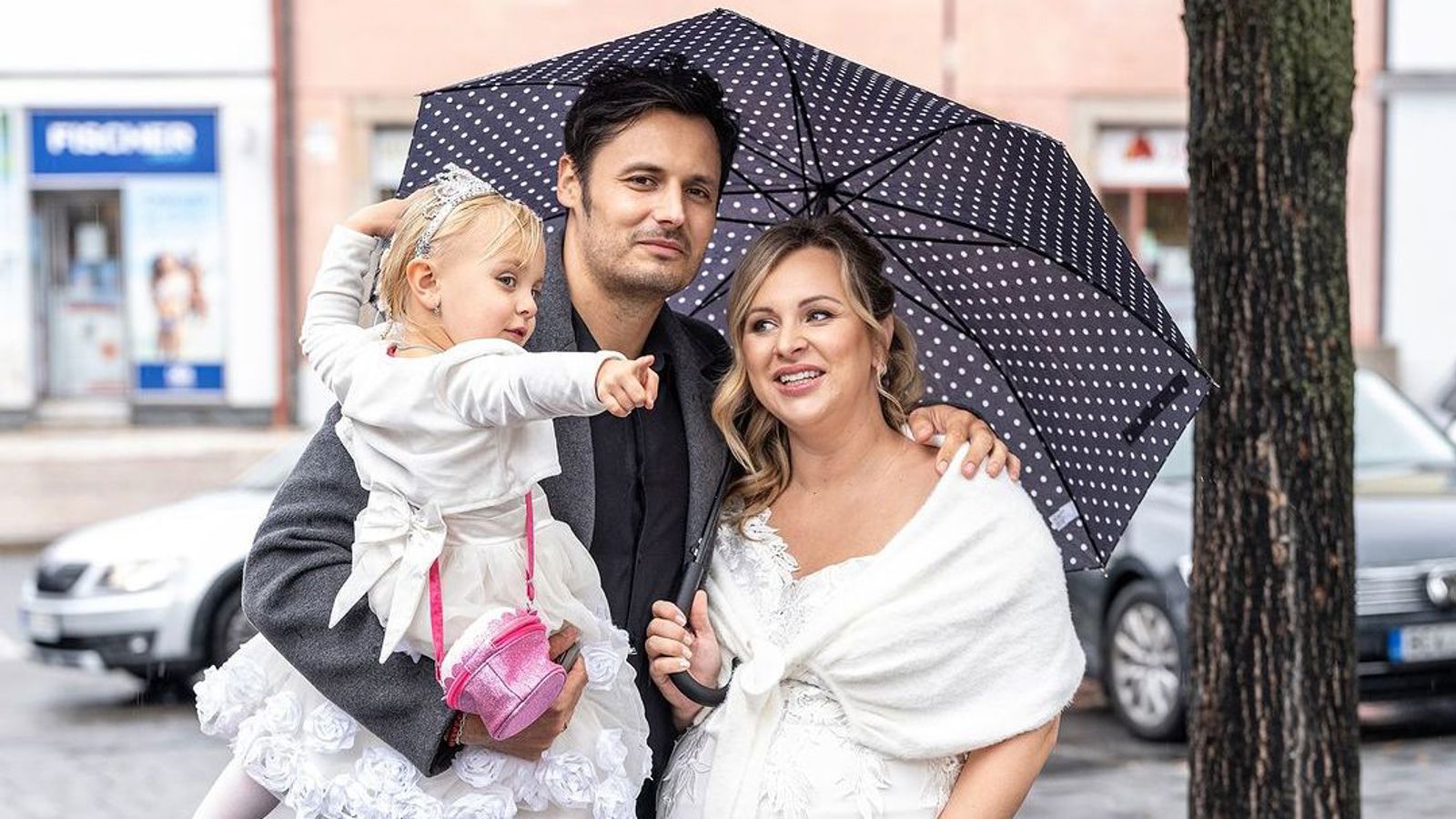 Salopette courte vichy rose Bébé Fille