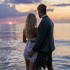 U západu slunce měli romantickou konverzaci.