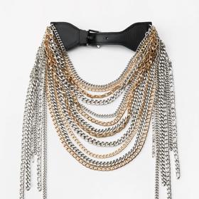 Náhrdelník z řetízků se zapínáním z kůže, Zara, 699 Kč