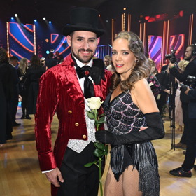 Herečka Lucie Vondráčková se svým tanečním partnerem Lukášem Bartuňkem.