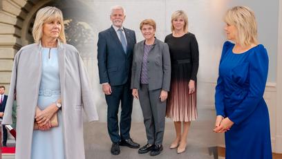 FOTO: První dáma Eva Pavlová předvedla ve Švýcarsku hned několik povedených outfitů.