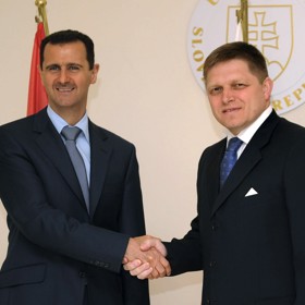 Bašár Asad na setkání s Robertem Ficem.