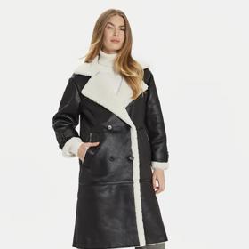 Černý kabát s bílou kožešinou, V icolo, 4 260 Kč