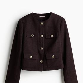 Tvídový kabátek s kovovými knoflíky, H&M, 1 199 Kč