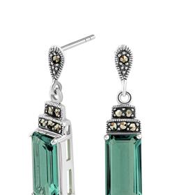 Stříbrné art deco náušnice s markazity a křemenem, YWS, 1 720 Kč