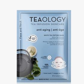 Plátýnková maska s výtažky z čaje pro intenzivní vypnutí a rozjasnění pleti, White Tea Peptide Mask, Teaology, 169 Kč