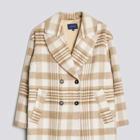 Vlněný dvouřadý kabát s kostkovaným vzorem, Gant, 8 999 Kč