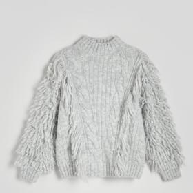 Svetr s příměsí vlny s uzlíkovými prvky na rukávech, Reserved, 899 Kč