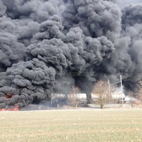 Dým je opravdu veliký a hustý.