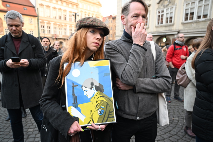 Lidé přišli podpořit Ukrajinu.