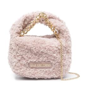 Kabelka z umělého beránka v pudrově růžovém tónu, Love Moschino, 4 290 Kč