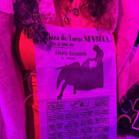 Plakátek lákající na koridu našla Rozálie na bleším trhu v Seville. 