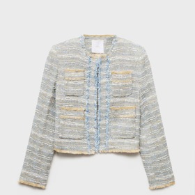 Tvídový kabátek s roztřepenými lemy, Mango, 2299 Kč