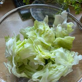 Ledový salát omyjeme a natrháme do misky. 