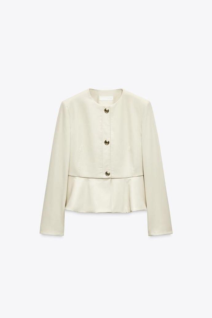 Sako peplum z imitace kůže, Zara, 1199 Kč