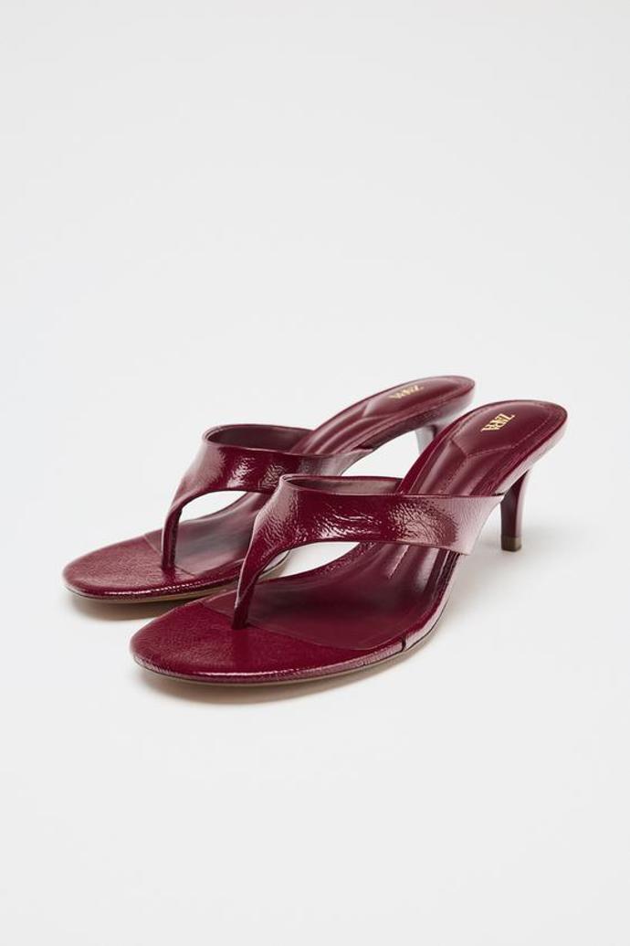 Sandály na podpatku s popraskaným efektem, Zara, 1299 Kč