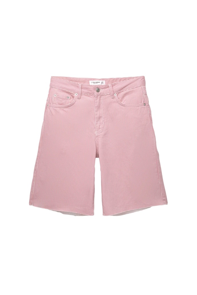 Proužkované džínové bermudy, Pull&Bear, 699 Kč