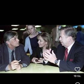 Dagmar Havlová s Jiřím Bartoškou a Václavem Havlem. 